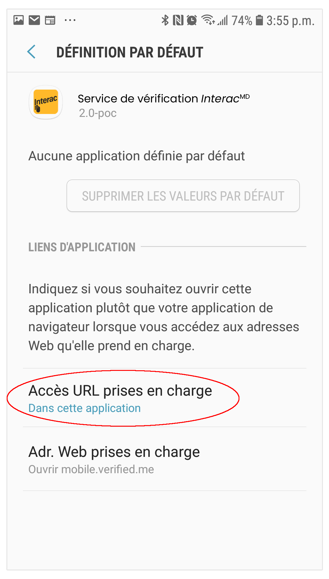 Interac verification service app URL adjustment Step 7