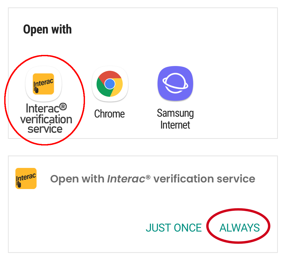 Interac verification service app URL adjustment Step 3